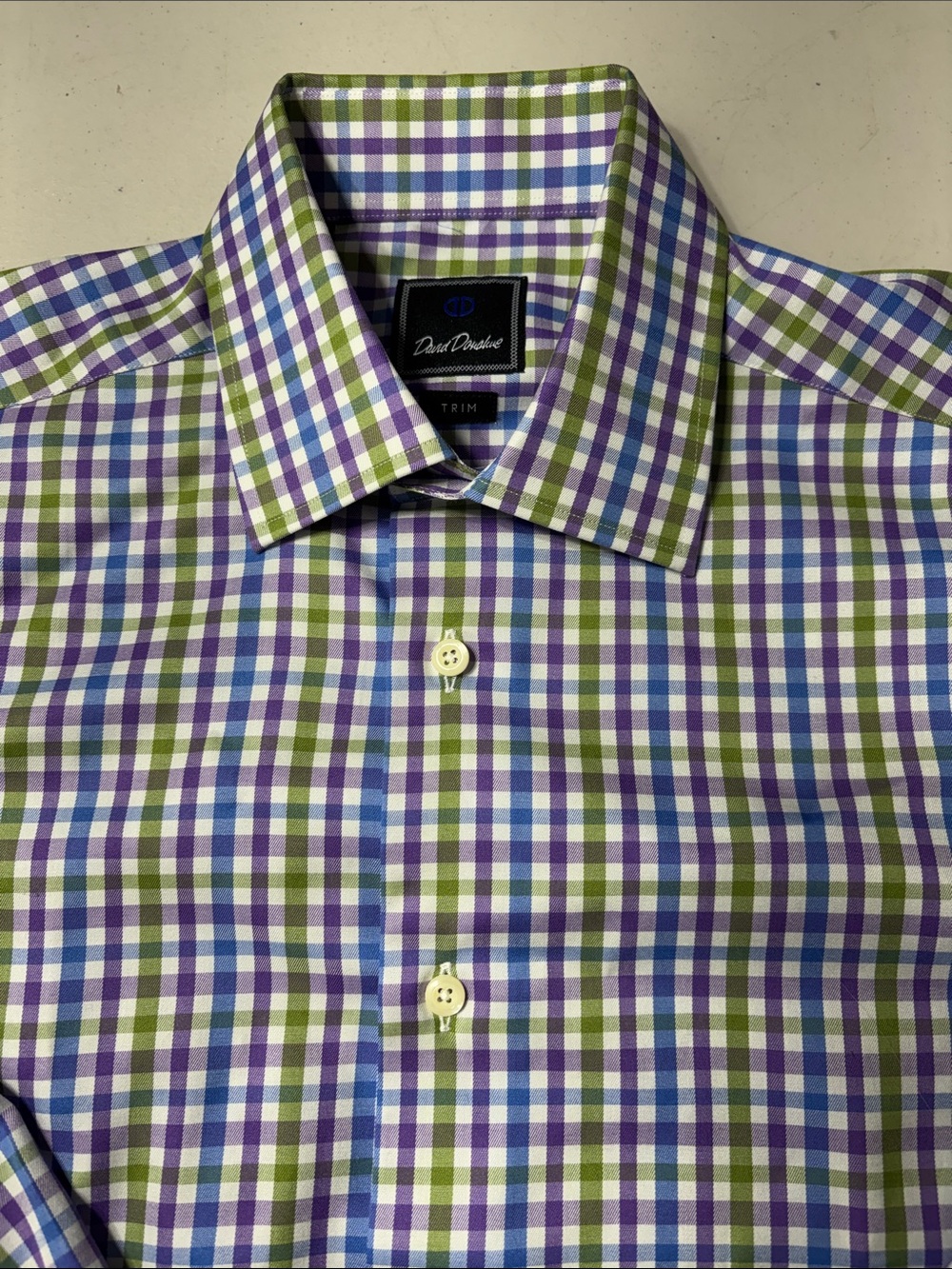 David Donahue Gingham Dress Shirt